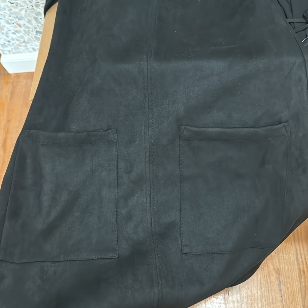 Lauren James River Dress Black Casual 3/4 Sleeve Pocket Suede Knit Sleeve Small - Picture 8 of 9